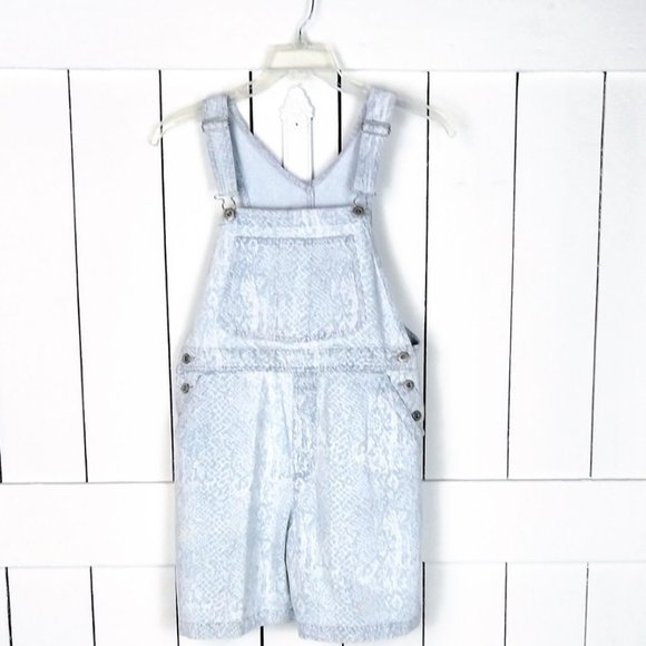 Vintage blue jean denim bib overall shorts - Picture 2 of 4